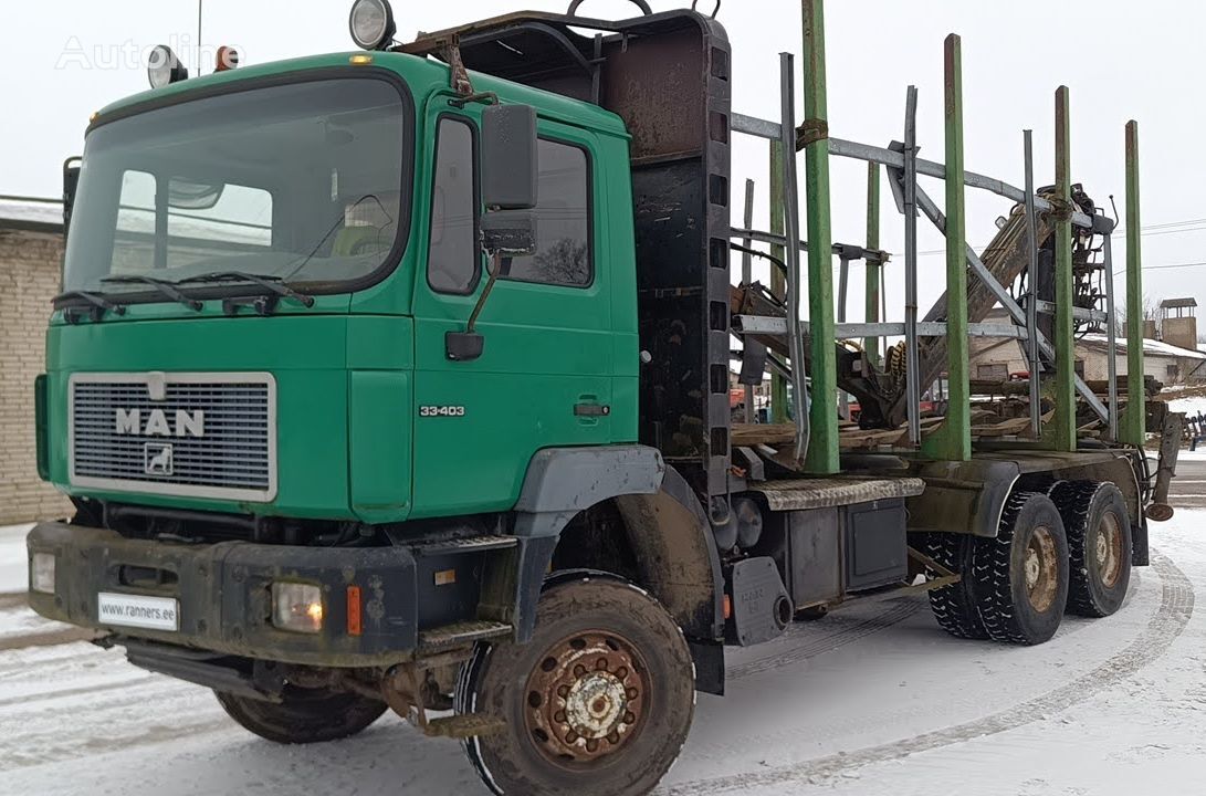 MAN 33.403 6x6 + loglift crane camión caja abierta