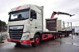 DAF XF 440 6x2 FASSI F 365 FLY JIB TRAILER KRAN cran camión plataforma + remolque plataforma