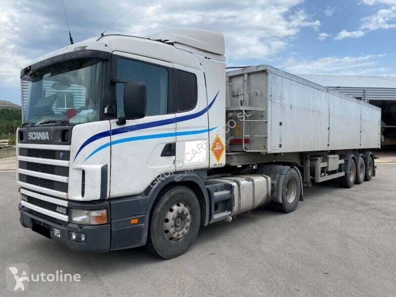 Scania R 144 tractora + semirremolque volquete